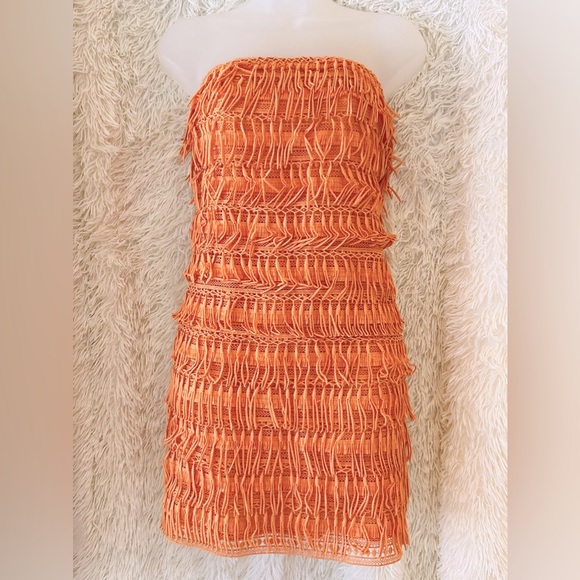 “ let me be fringed” 🍊tubed mini dress for Anthropologie - Picture 2 of 13